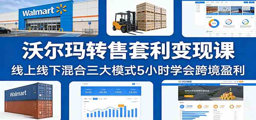 沃尔玛转售套利变现课:线上线下混合三大模式5小时学会跨境盈利-三月轻创