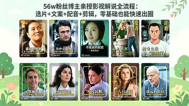 (18579期)56万粉丝博主亲授影视解说全流程:选片+文案+配音+剪辑,零基础也能快速出圈-三月轻创