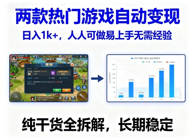 两款热门游戏自动变现，日入1k+，人人可做易上手无需经验，纯干货全拆解，长期稳定【揭秘】-三月轻创