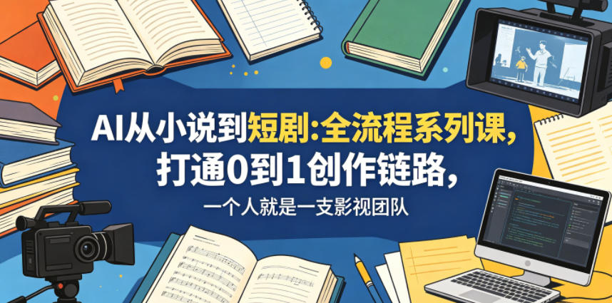 AI从小说到短剧全流程系列课,打通0到1创作链路,一个人就是一支影视团队-三月轻创