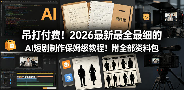 吊打付费！2026最新最全最细的AI短剧制作保姆级教程！附全部资料包-三月轻创