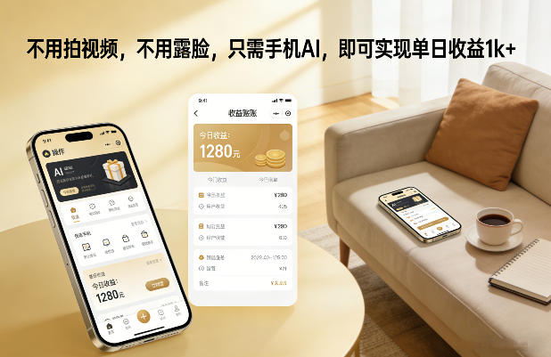 不用拍视频，不用露脸，只需手机AI，即可实现单日收益1k+【揭秘】-三月轻创