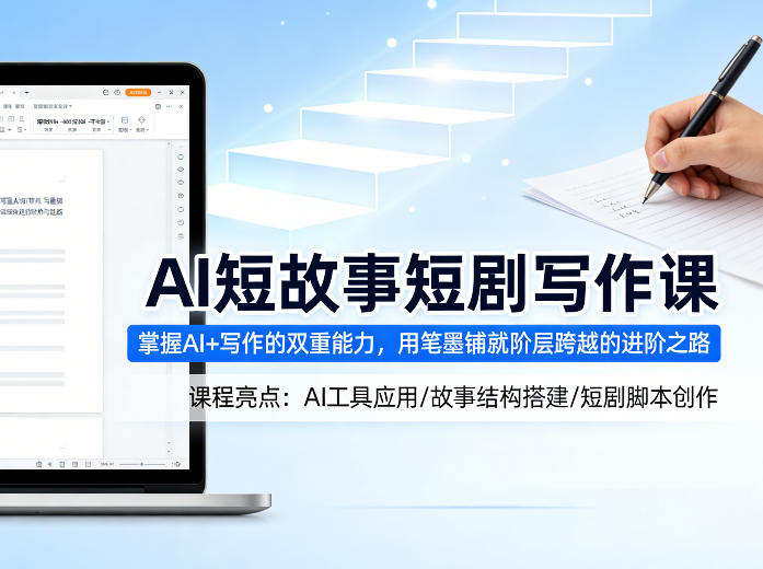 AI短故事短剧写作课,掌握AI+写作的双重能力,用笔墨铺就阶层跨越的进阶之路-三月轻创
