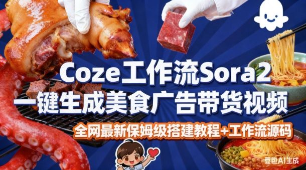 coze扣子智能体sora2一键生成美食广告高端视频工作流保姆级拆解教程，无需剪辑，无需拍摄-三月轻创