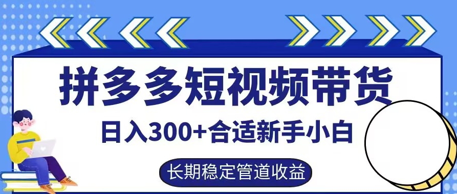 拼多多短视频带货日入300+有长期稳定被动收益，合适新手小白【揭秘】-三月轻创