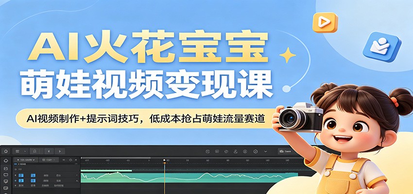 AI火花宝宝萌娃视频变现课：AI视频制作+提示词技巧，低成本抢占萌娃流量赛道-三月轻创