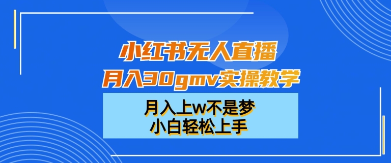 小红书无人直播月入30gmv实操教学，月入上w不是梦，小白轻松上手【揭秘】-三月轻创