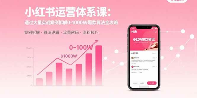 （15792期）小红书运营体系课：通过大量实战案例拆解0-1000W爆款算法全攻略-三月轻创