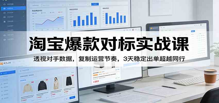 淘宝爆款对标实战课:透视对手数据,复制运营节奏,3天稳定出单超越同行-三月轻创