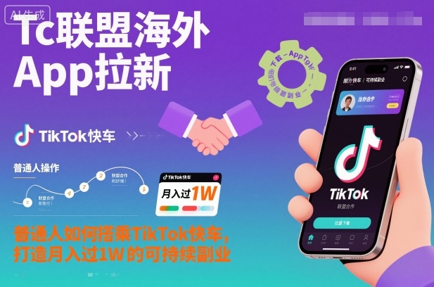 Tc联盟海外App拉新：普通人如何搭乘TikTok快车，打造月入过1W的可持续副业-三月轻创