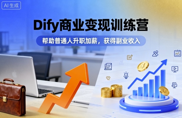 Dify商业变现训练营，帮助普通人升职加薪，获得副业收入-三月轻创