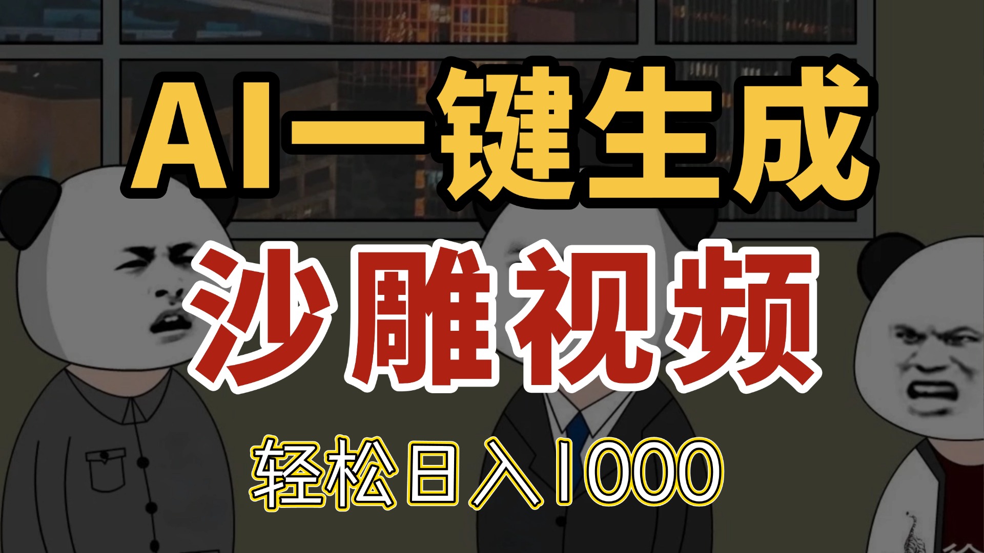 AI一键生成沙雕视频，一条视频千万播放，轻松日入1000-三月轻创