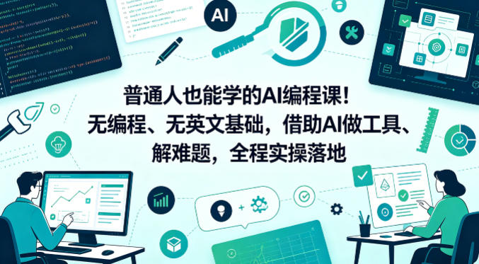 普通人也能学的AI编程课！无编程、无英文基础，借助AI做工具、解难题，全程实操落地（更新6月）-三月轻创
