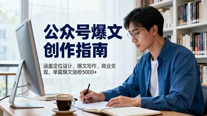 （16380期）公众号爆文创作指南，涵盖定位设计+爆文写作+商业变现，单篇爆文涨粉5000+-三月轻创