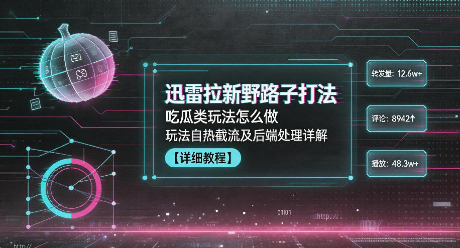 迅雷拉新野路子打法,吃瓜类玩法怎么做,玩法自热截流及后端处理详解-三月轻创