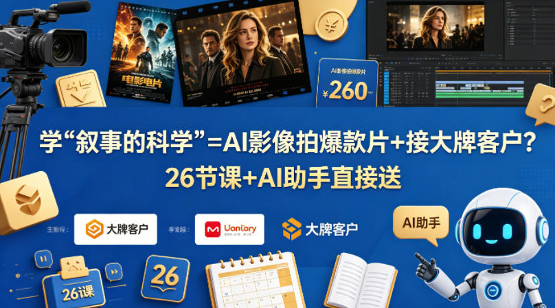 学《叙事的科学》=AI影像拍爆款片+接大牌客户？26节课+AI助手直接送【原创双语字幕】-三月轻创