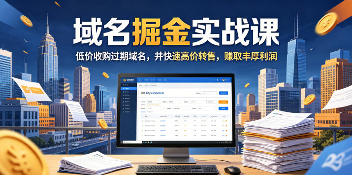 域名交易掘金实战课,低价收购过期域名,并快速高价转售,賺取丰厚利润【原创双语字幕】-三月轻创