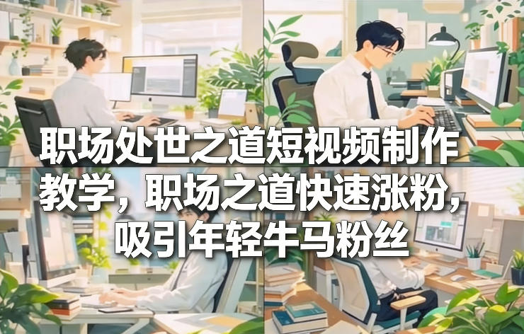 职场处世之道短视频制作教学，职场之道快速涨粉，吸引年轻牛马粉丝-三月轻创