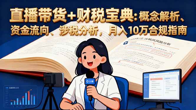 （16444期）直播带货+财税宝典：概念解析、资金流向、涉税分析，月入10万合规指南-三月轻创
