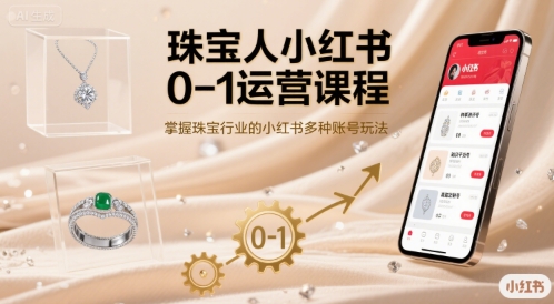 珠宝人小红书0-1运营课程，掌握珠宝行业的小红书多种账号玩法-三月轻创