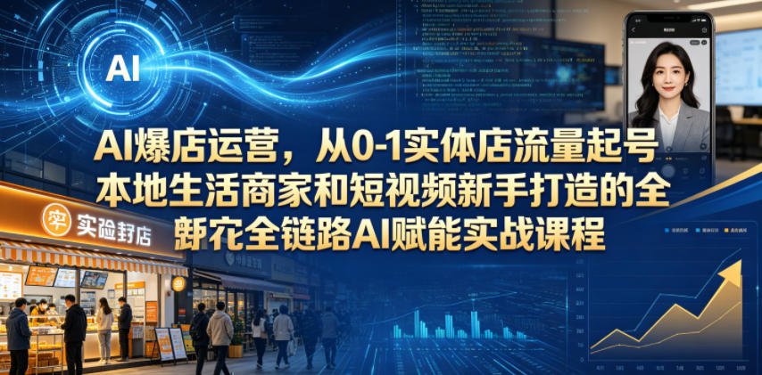 AI爆店运营，从0-1实体店流量起号，本地生活商家和短视频新手打造的全链路AI赋能实战课程-三月轻创