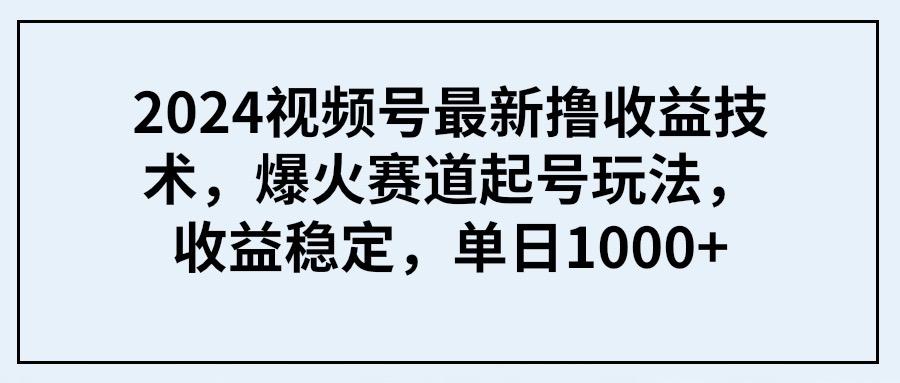 (9651期) 2024视频号最新撸收益技术，爆火赛道起号玩法，收益稳定，单日1000+-三月轻创