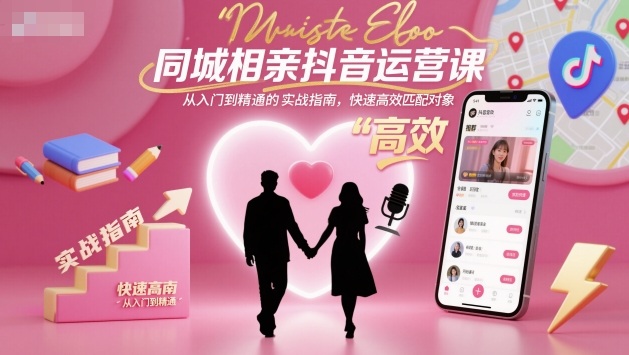 同城相亲抖音运营课，从入门到精通的实战指南，快速高效匹配对象-三月轻创