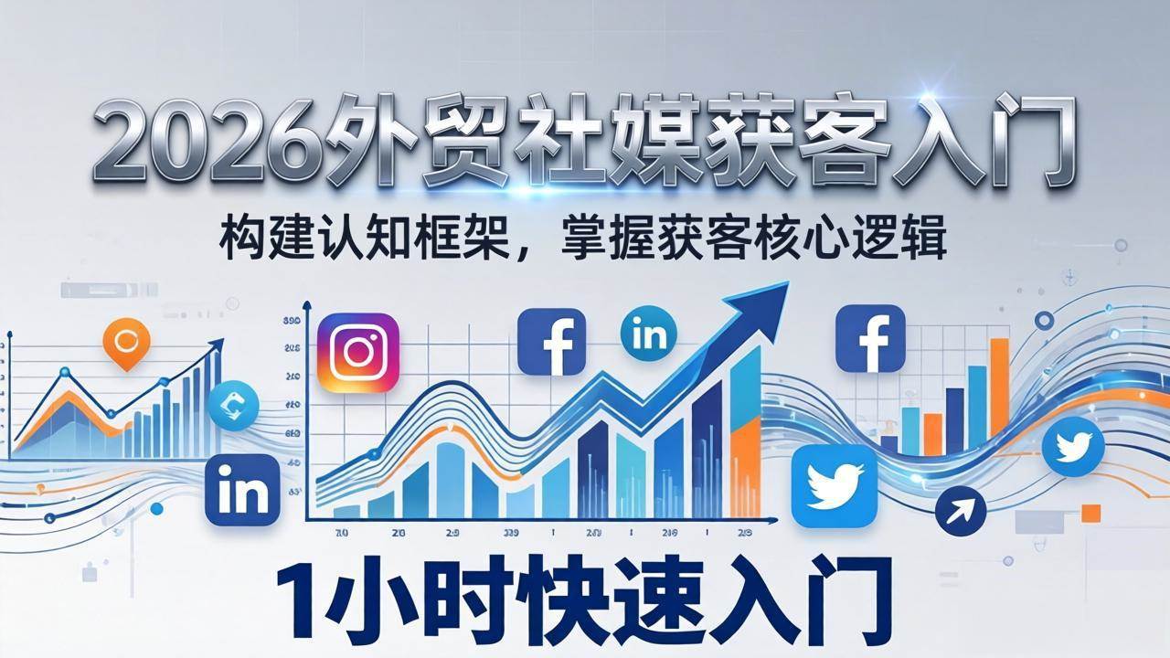 (17672期)2026 外贸社媒获客入门:1小时搭建认知框架,新手快速开启社媒获客之路-三月轻创