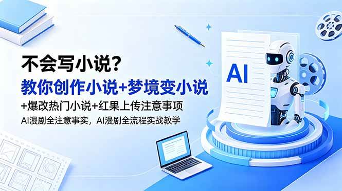 (18801期)不会写小说?教你创作小说+梦境变小说+爆改热门小说+红果上传注意事项,AI漫剧全流程实战教学-三月轻创