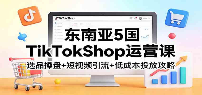 东南亚5国TikTokShop运营课：选品操盘+短视频引流+低成本投放攻略-三月轻创