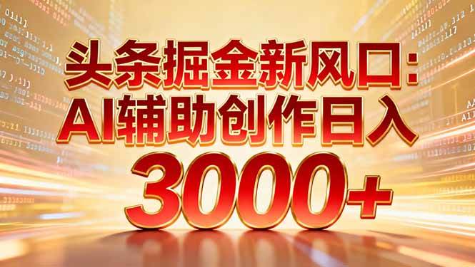（16923期）头条掘金新风口：AI辅助创作日入3000+，矩阵玩法当天启动隔天见效-三月轻创