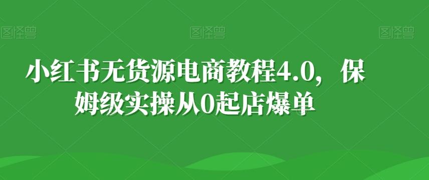 小红书无货源电商教程4.0，保姆级实操从0起店爆单【拆解】-三月轻创