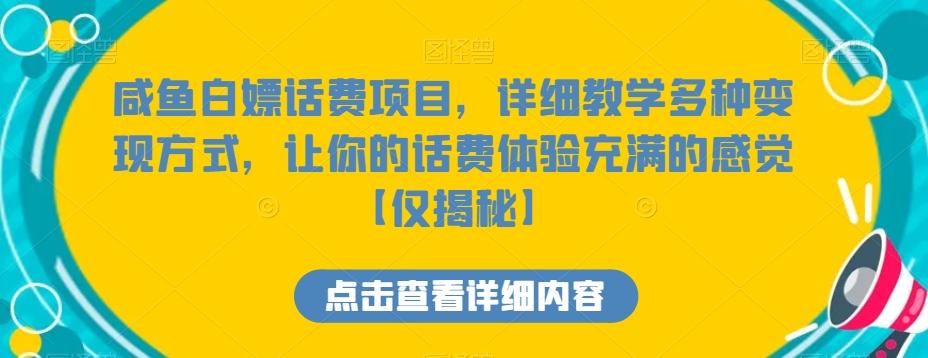 咸鱼白嫖话费项目，详细教学多种变现方式，让你的话费体验充满的感觉【仅揭秘】-三月轻创