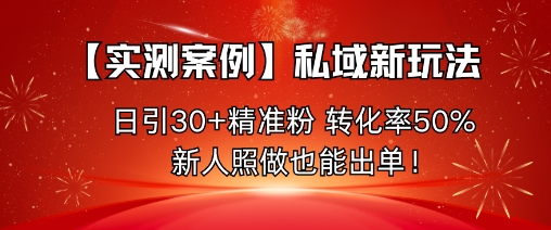 【实测案例】私域新玩法，日引30+精准粉，转化率50%，新人照做也能出单！-三月轻创