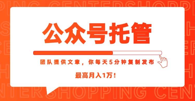 （15109期）【公众号托管 】我提供文章，你每天５分钟复制发布，最高月入1W-三月轻创