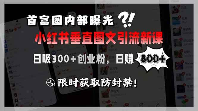 （15313期）首富圈内部曝光小红书垂直图文引流新课，日吸300+创业粉，日赚800+，限…-三月轻创