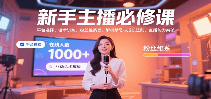 新手主播必修课：平台选择、话术训练、粉丝维系等，解析禁忌与成长法则，突破直播能力-三月轻创