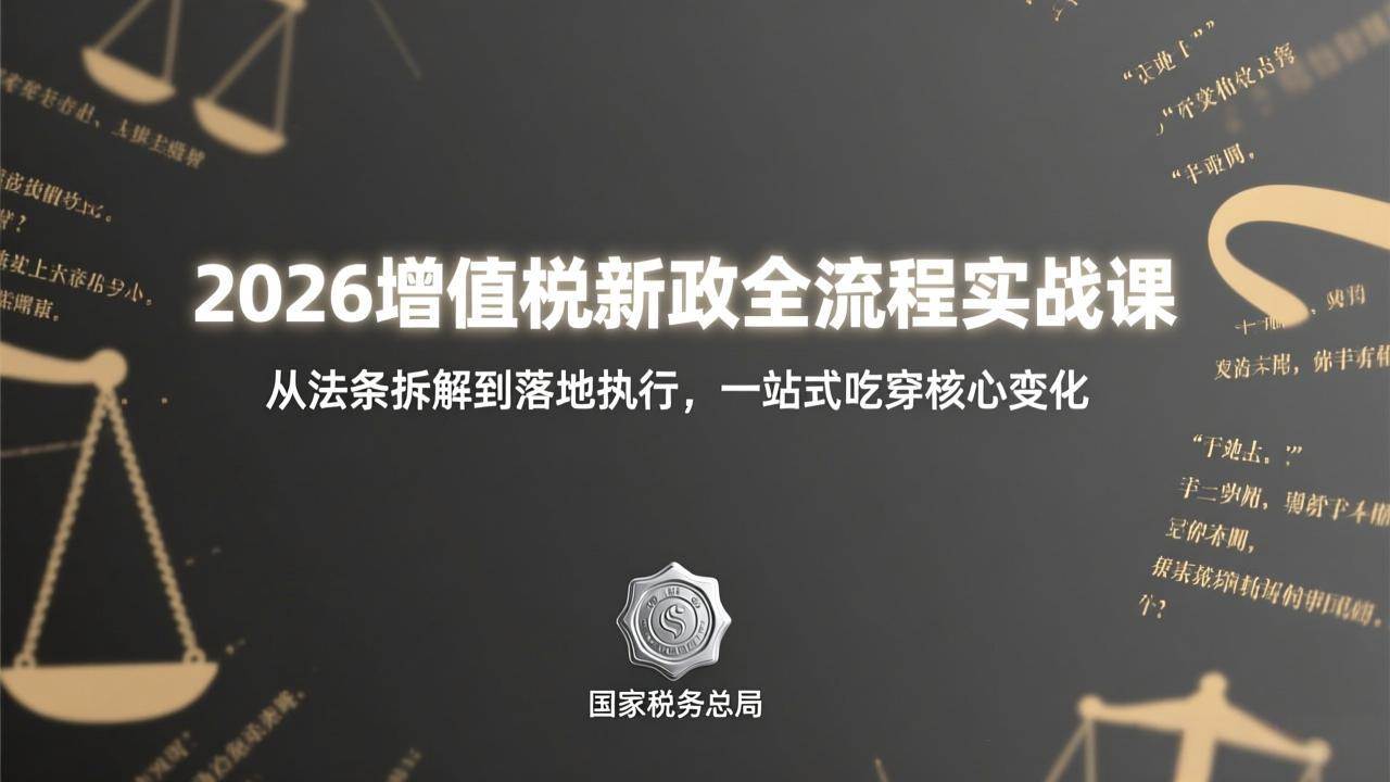 （17529期）2026增值税新政全流程实战课：从法条拆解到落地执行，一站式吃透核心变化-三月轻创