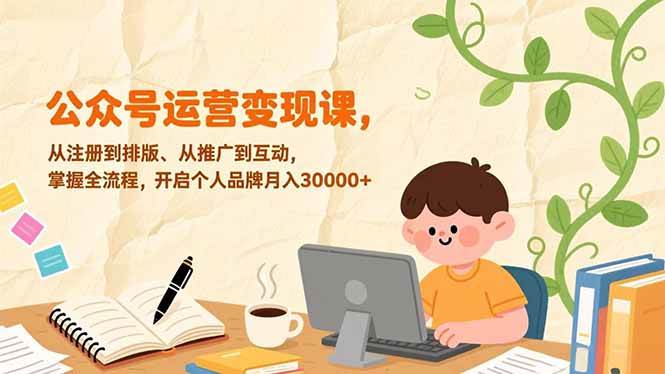（17067期）公众号运营变现课，从注册到排版、从推广到互动，掌握全流程，开启个人品牌月入30000+-三月轻创