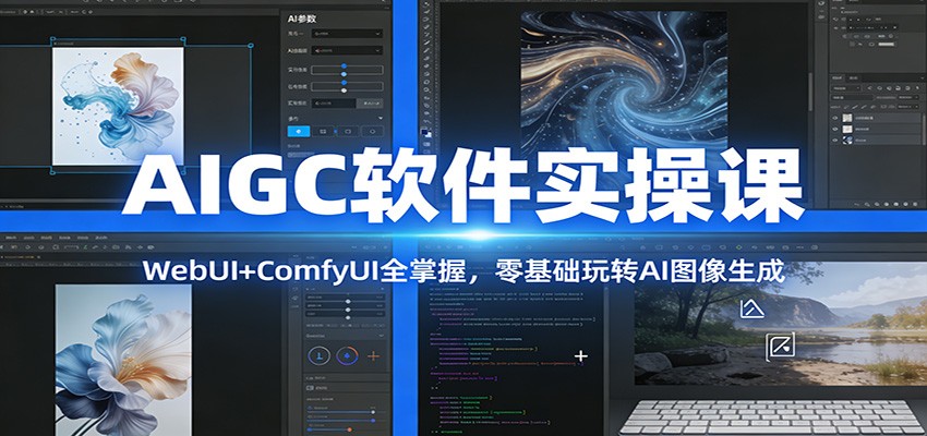 AIGC软件实操课:WebUI+ComfyUI全掌握,零基础玩转AI图像生成-三月轻创