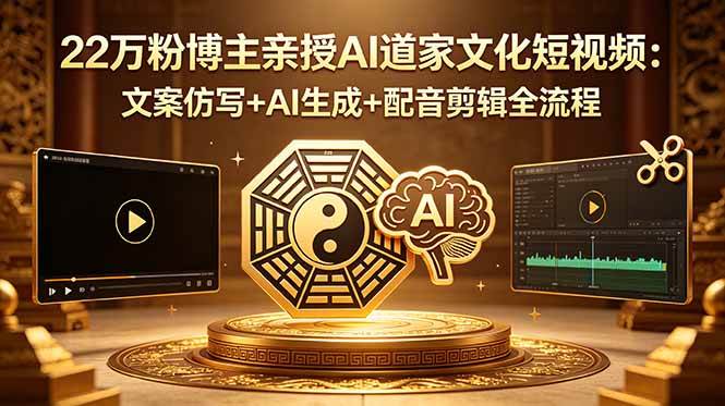 (18580期)22万粉博主亲授AI道家文化短视频:文案仿写+AI生成+配音剪辑全流程-三月轻创