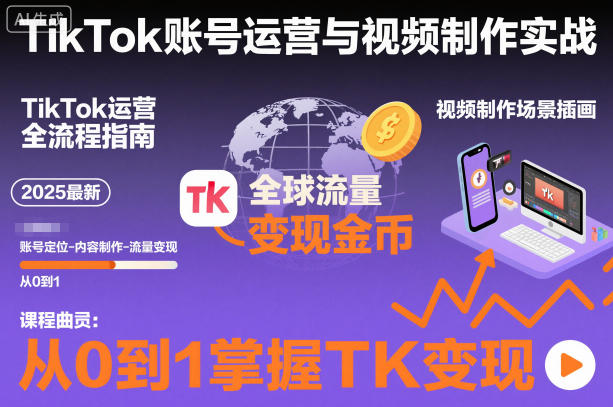 2025最新TikTok账号运营与视频制作实战全流程，从0到1掌握TK变现（含11月最新TK搬运技术）-三月轻创