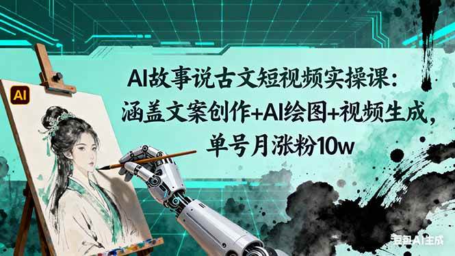 （16369期）AI故事说古文短视频实操课：涵盖文案创作+AI绘图+视频生成，单号月涨粉10w-三月轻创