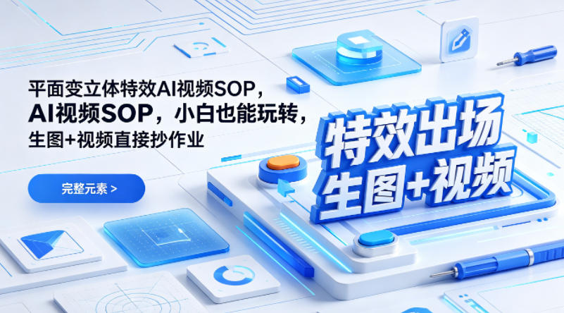 （特效出场）平面变立体特效AI视频SOP，小白也能玩转，生图+视频直接抄作业-三月轻创