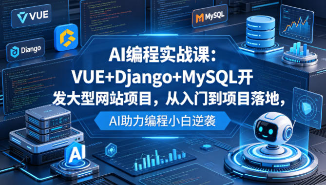 AI编程实战课：VUE+Django+MySQL开发大型网站项目，从入门到项目落地，AI助力编程小白逆袭-三月轻创