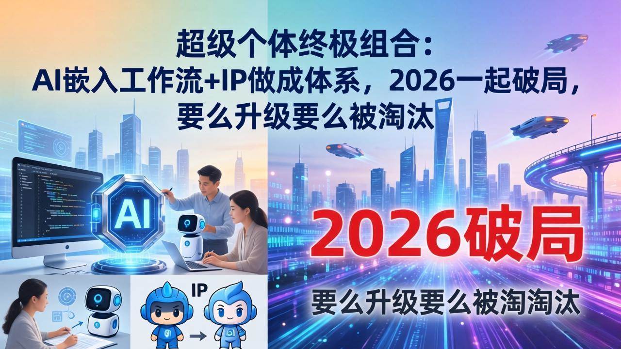（17808期）超级个体终极组合-更新：AI嵌入工作流+IP做成体系，2026一起破局，要么升级要么被淘汰-三月轻创