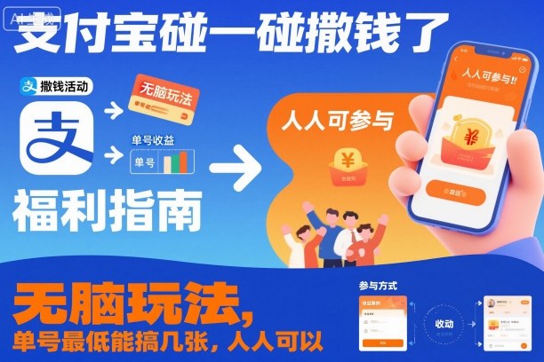 支付宝碰一碰撒钱了，无脑玩法，单号最低能搞几张，人人可以撸【揭秘】-三月轻创