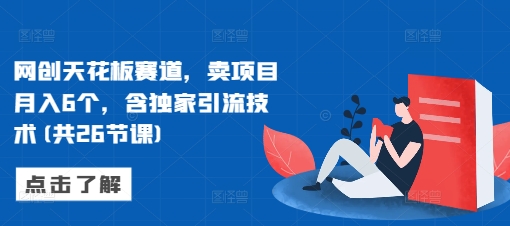 网创天花板赛道，卖项目月入6个，含独家引流技术(共26节课)-三月轻创
