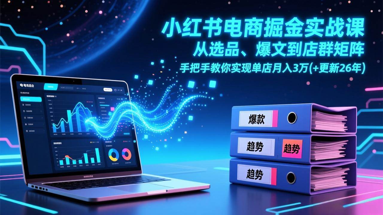 （17290期）小红书电商掘金实战课，从选品、爆文到店群矩阵，手把手教你实现单店月入3万+(更新26年)-三月轻创