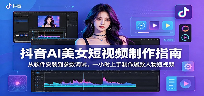 抖音AI美女短视频制作指南：从软件安装到参数调试，一小时上手制作爆款人物短视频-三月轻创